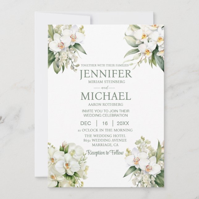 All in One White Orchids Hochzeitseinladungen Einladung (Vorderseite)