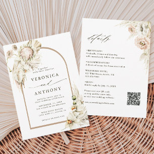 All in one Wild Boho Protea Pampas Grass Wedding Einladung