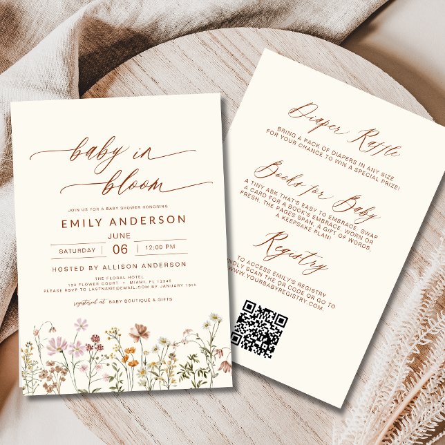 All in One Wildblume Baby in Bloom Baby Dusche Einladung (Von Creator hochgeladen)