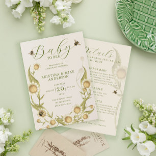 All in one Wildblume Daisy Baby Shower Einladung