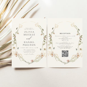 All in one Wildblume QR Code Garden Wedding Einladung