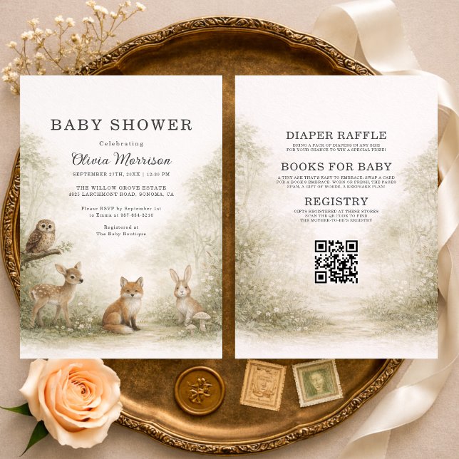 All in One Woodland Forest Animals Baby Shower Einladung (Von Creator hochgeladen)