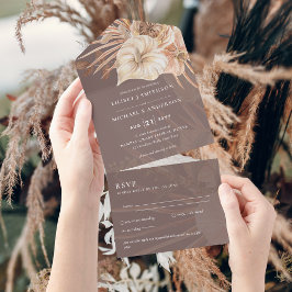 All Inclusive Boho Pampas Rustic Wedding RSVP In One Einladung