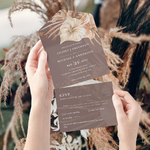 All Inclusive Boho Pampas Rustikale Hochzeit RSVP In One Einladung