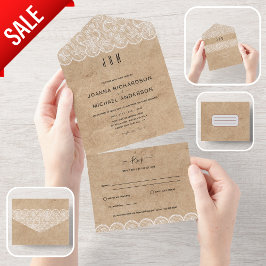 All Inclusive Rustic Lace Wedding mit UAWG All In One Einladung