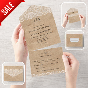 All Inclusive Rustic Lace Wedding mit UAWG All In One Einladung