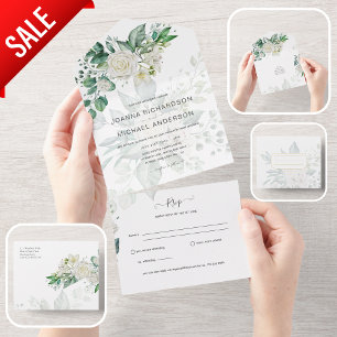 All Inclusive White Roses Wedding Einladende UAWG In One Einladung