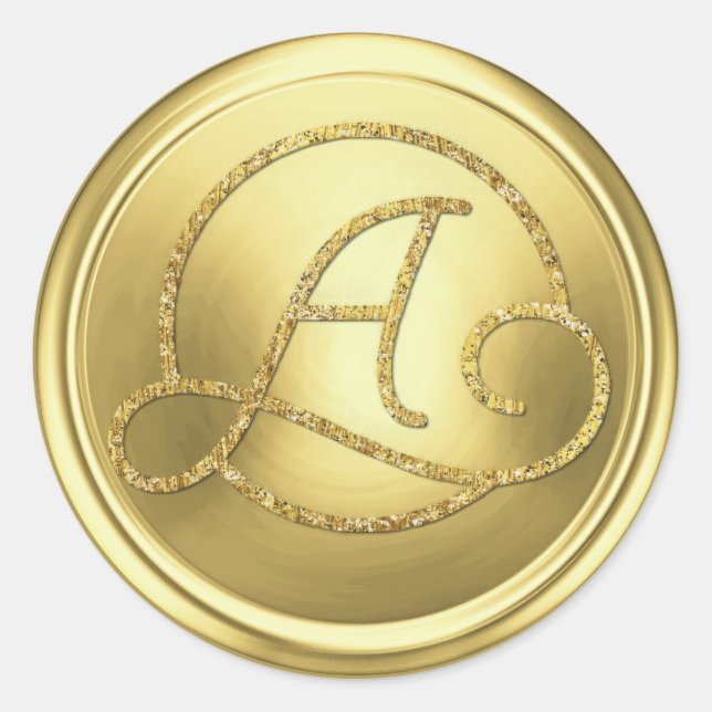ALL INITIALS Gold Circle Monogram Soft Gold Runder Aufkleber (Vorderseite)