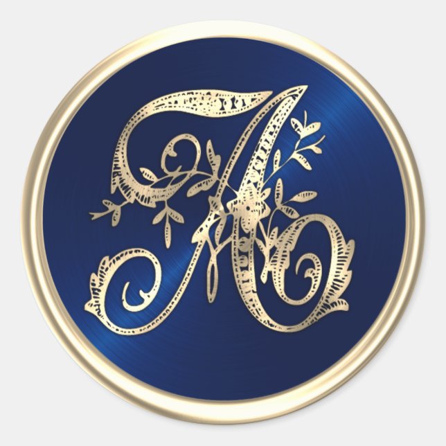 ALL INITIALS Gold Monogram Anfangsbuchstabe Navy B Runder Aufkleber (Vorderseite)