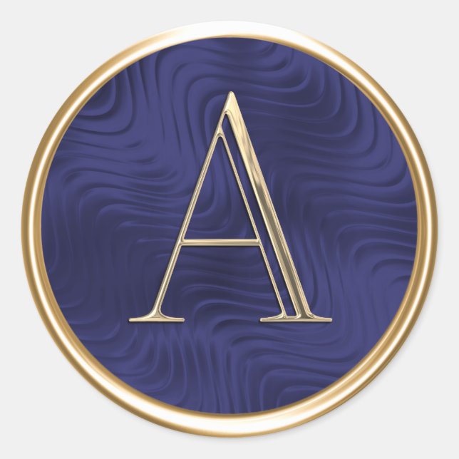 ALL INITIALS Monogram Navy Blue Classic Round Runder Aufkleber (Vorderseite)