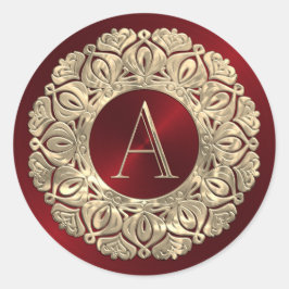 ALL INITIALS Monogramm Initial auf Verziertem Rote Runder Aufkleber