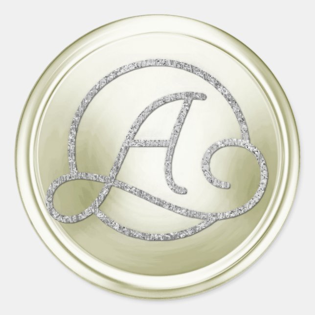 ALL INITIALS Silver Circle Monogram Cream Runder Aufkleber (Vorderseite)