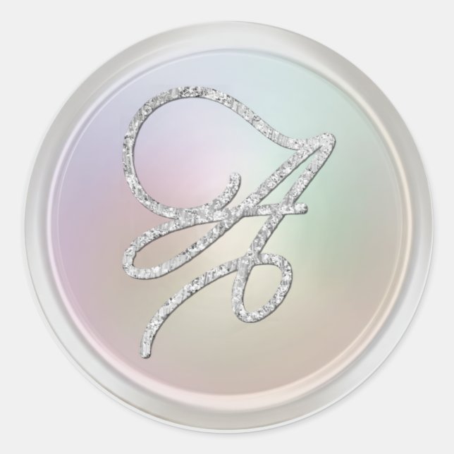 ALL INITIALS Silver Script Monogram Pearl Gray Runder Aufkleber (Vorderseite)