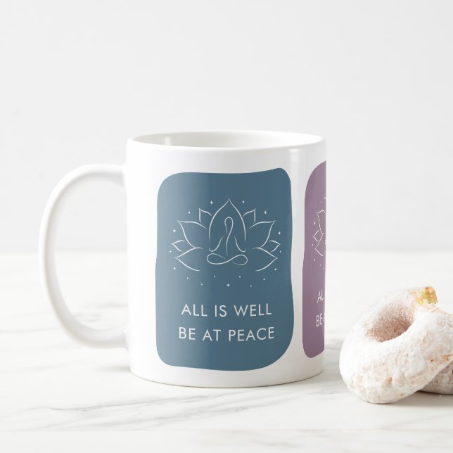 All is Well Be at Peace Motivational Kaffeetasse (Mit Donut)