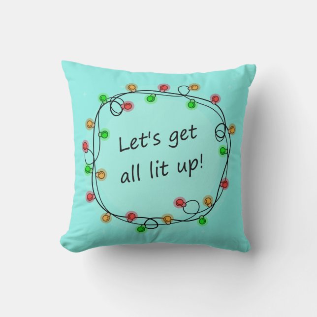 "All Lit Up" lustiges Weihnachts-Party werfen Kiss Kissen (Vorderseite)