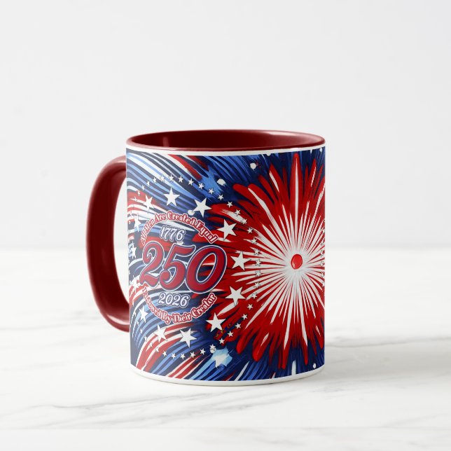 All Men Are Created Equal Graphic Fireworks Pop Tasse (Vorderseite Links)