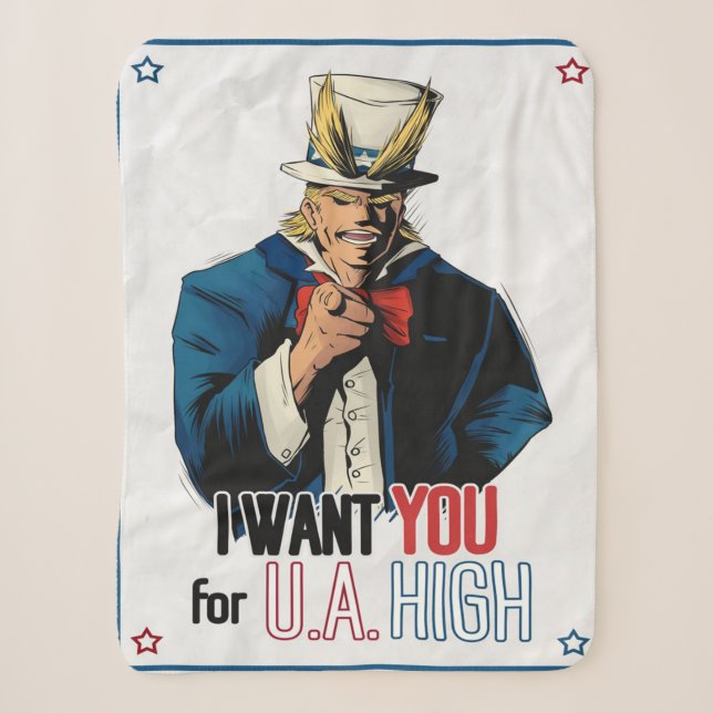 All Might Fanart Blanket Sherpadecke (Vorderseite)