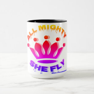 All Mighty She Fly Coffee Cup mehrfarbiges Design Tasse