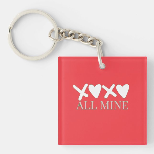 ALL MINE XOXO Valentine Shirt - Minimal Love Desig Schlüsselanhänger (Vorderseite)