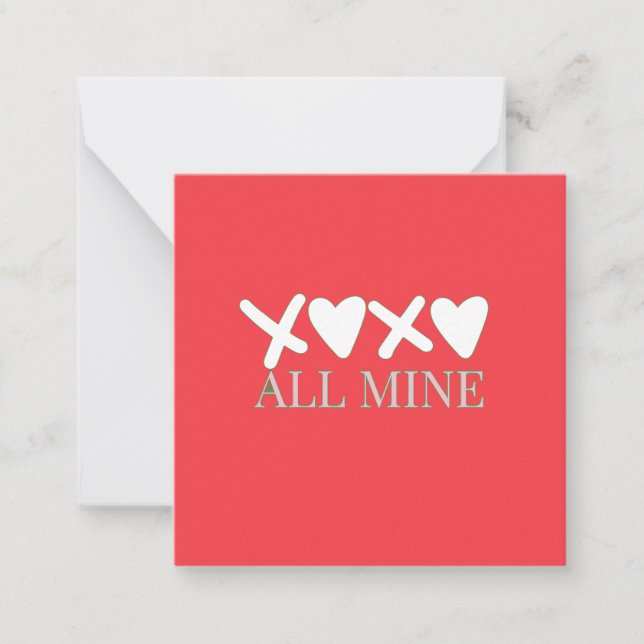 ALL MINE XOXO Valentins-Shirt - Minimal Love Desig Mitteilungskarte (Vorderseite)