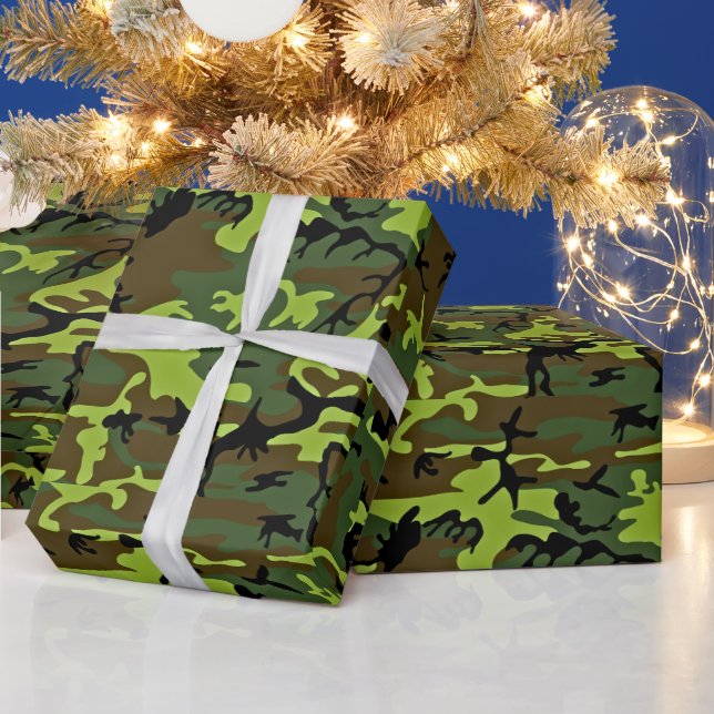 All-occasion green/black hunter camouflage geschenkpapier (Feiertage)