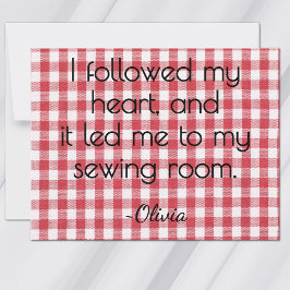 All-Occasion Name Red and White Gingham Flat Mitteilungskarte