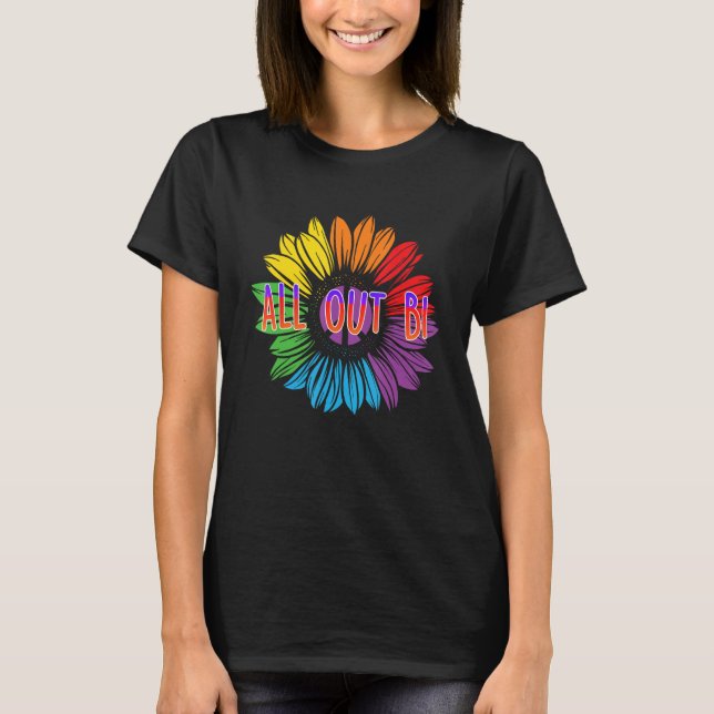 All Out Bi Bisexual Motivational Quote Bi Pride T-Shirt (Vorderseite)