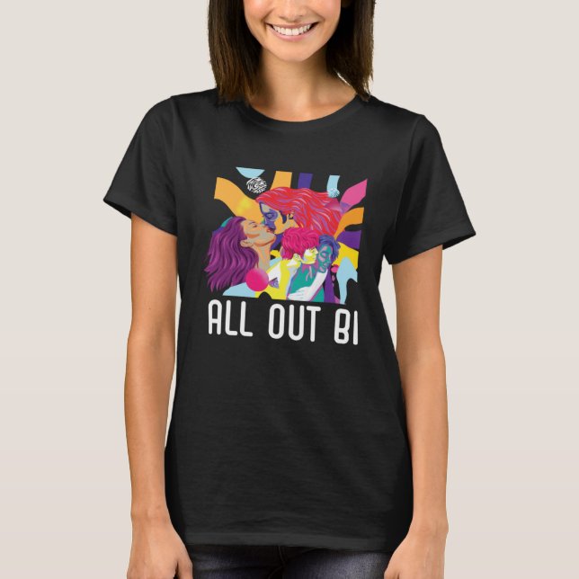 All Out Bi Flag Bisexual Rainbow Pride Bisexuality T-Shirt (Vorderseite)