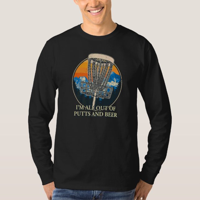 All Out Putts und Bier Disk Golf Drinking Golfe T-Shirt (Vorderseite)