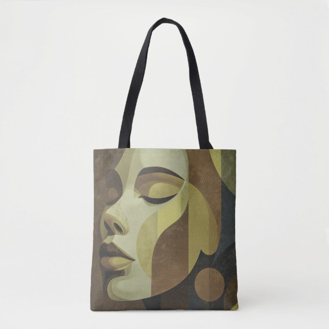 All-Over Abstract Face Shoulder Tote (Vorderseite)