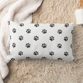 All Over Animal Paw Print Black and White Lendenkissen