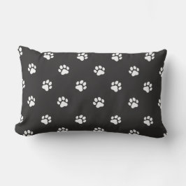 All Over Animal Paw Print Black Lendenkissen