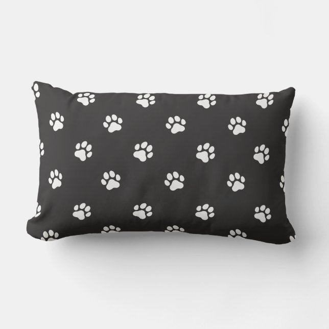 All Over Animal Paw Print Black Lendenkissen (Vorderseite)