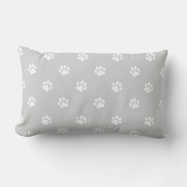 All Over Animal Paw Print Grey Lendenkissen (Vorderseite)