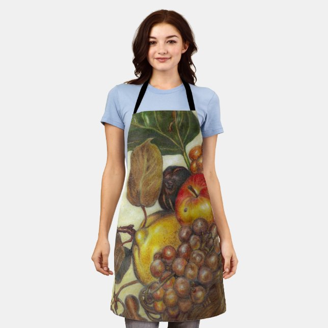 All-over artistic fruit still life print apron schürze (Getragen)