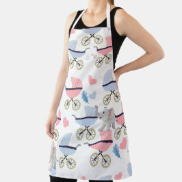 All Over Print Apron Baby Stork Stroller Elephant  Schürze
