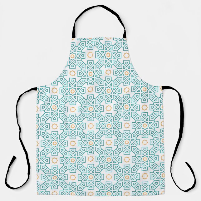 All-Over Print Apron Teal & Gold Arabesque Chef Ap Schürze (Vorderseite)