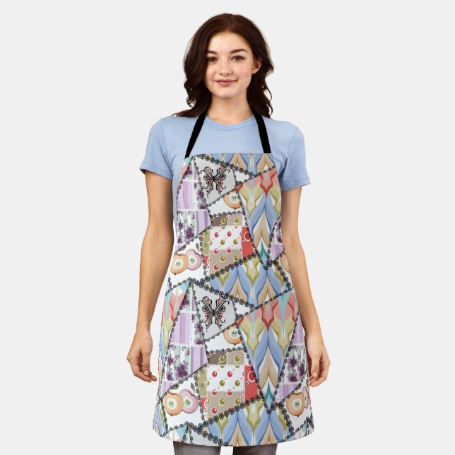 All-Over Print Schürze Abstrakte Patchwork-Quiltin (Getragen)