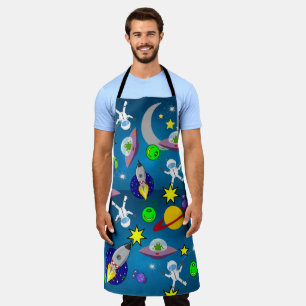All Over Print Schürze Astronaut Aliens Weltraum