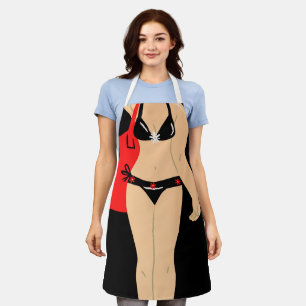All-Over Print Schürze, Mittel Bikini schwarz Schürze