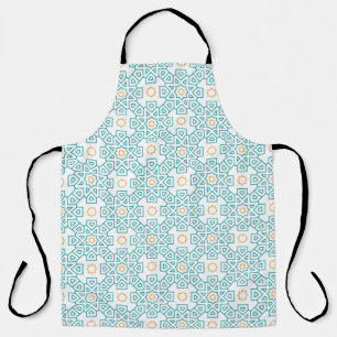 All-Over Print Schürze Türkis & Gold Arabeske Chef