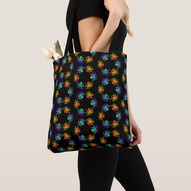 All-Over-Tasche - Gradient Octopus (Muster schwarz (Von Nahem)