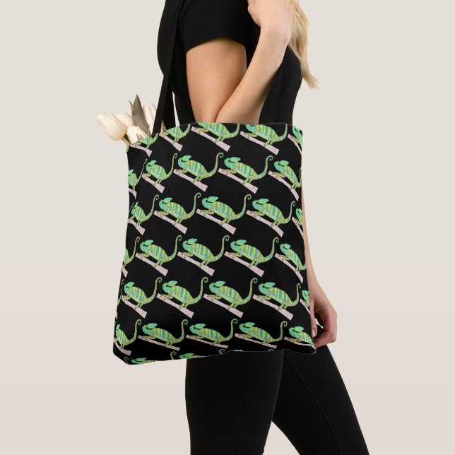 All-Over-Tasche - Green Chameleon (Muster schwarz) (Von Nahem)