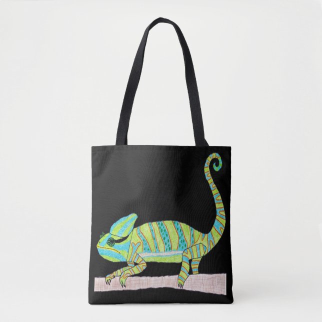All-Over-Tasche - Green Chameleon (schwarz) (Vorderseite)