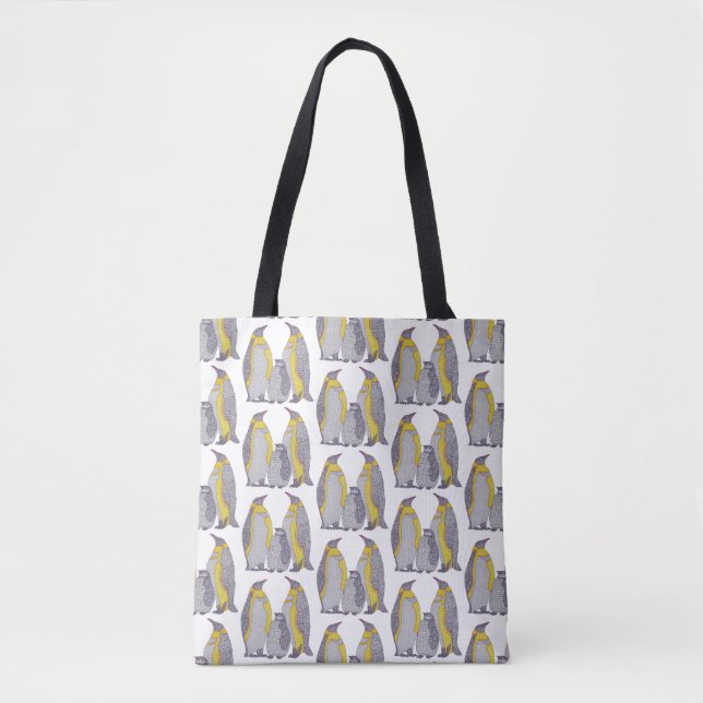 All-over-Tasche - Pinguin-Familie (Muster weiß) (Vorderseite)