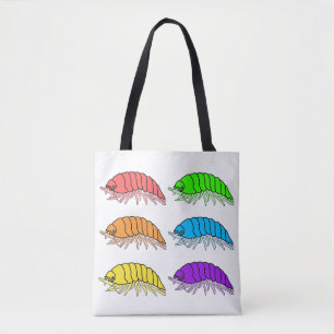 All-Over-Tasche - Regenbogen-Asseln (weiß)