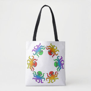 All-Over Tote - Farbverlauf Krake (weiß)