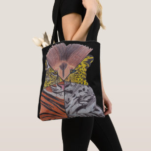 All-Over Tote - Große Katzen (schwarz)