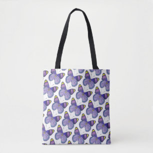 All-Over Tote - Lila Schmetterling (Muster weiß)