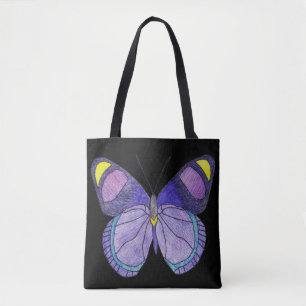 All-Over Tote - Lila Schmetterling (schwarz)